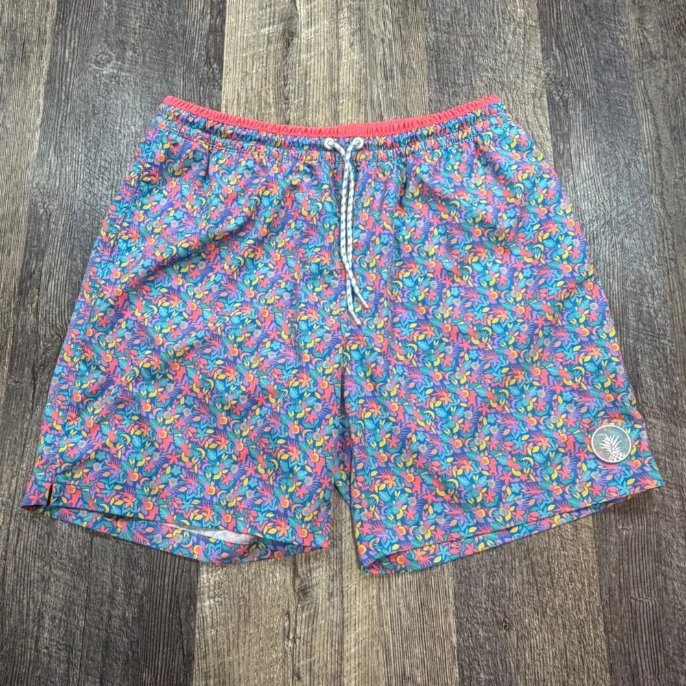 Chubbies Swim Trunks Mens XL Multicolor Floral 7 Inch Inseam Compression Liner